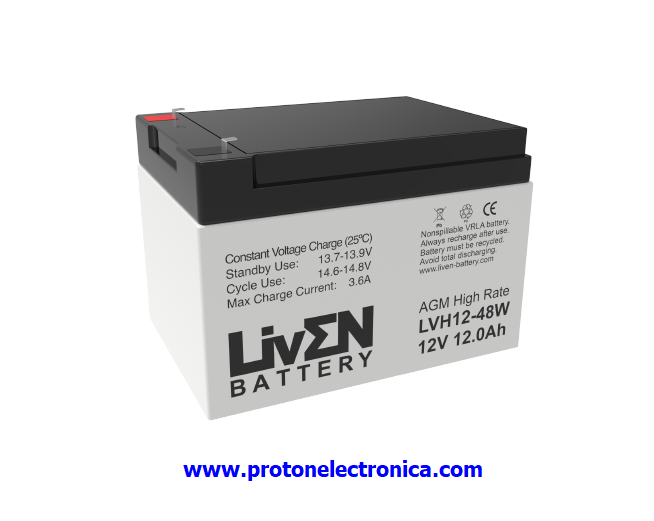 BATERIA LIVEN LVH12-48W 12V 12Ah ALTA DESCARGA LARGA VIDA