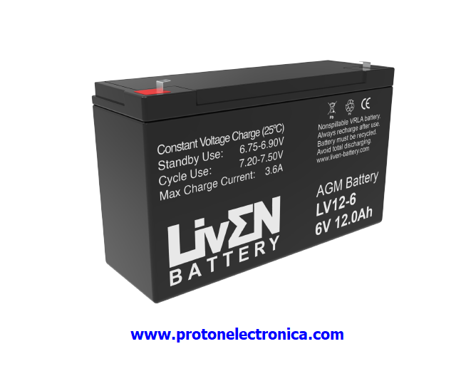 BATERIA LIVEN LV12-6 6V 12Ah F2