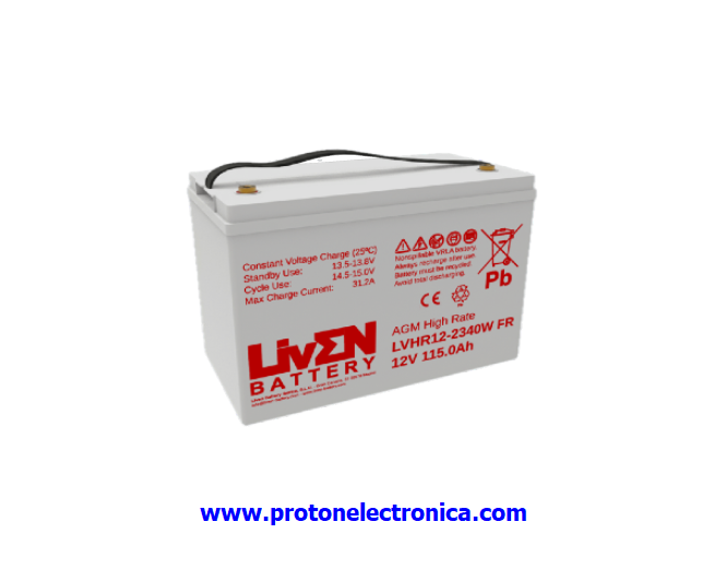 BATERIA LIVEN LVH12-2340W 12V 115Ah ALTA DESCARGA LARGA VIDA 3167,5W/10' - 1507,7W/30' - 834W/60' 330x169xh214H220mm;32,7Kg TM8 UL94-HB